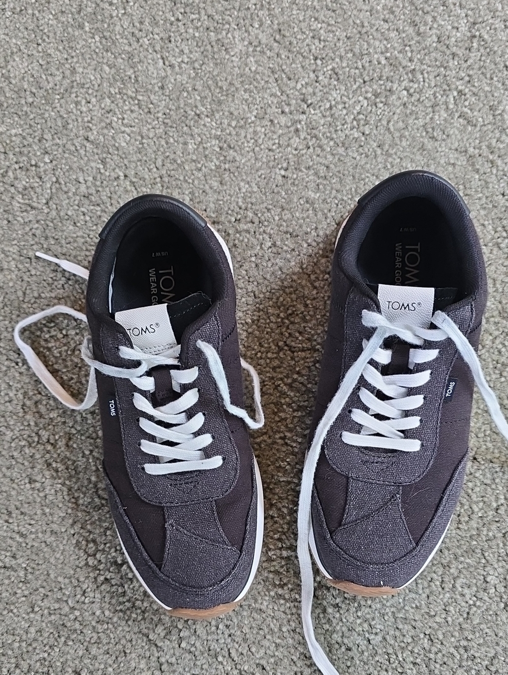 TOMS Women’s Dark Gray Canvas Sneakers with White Laces